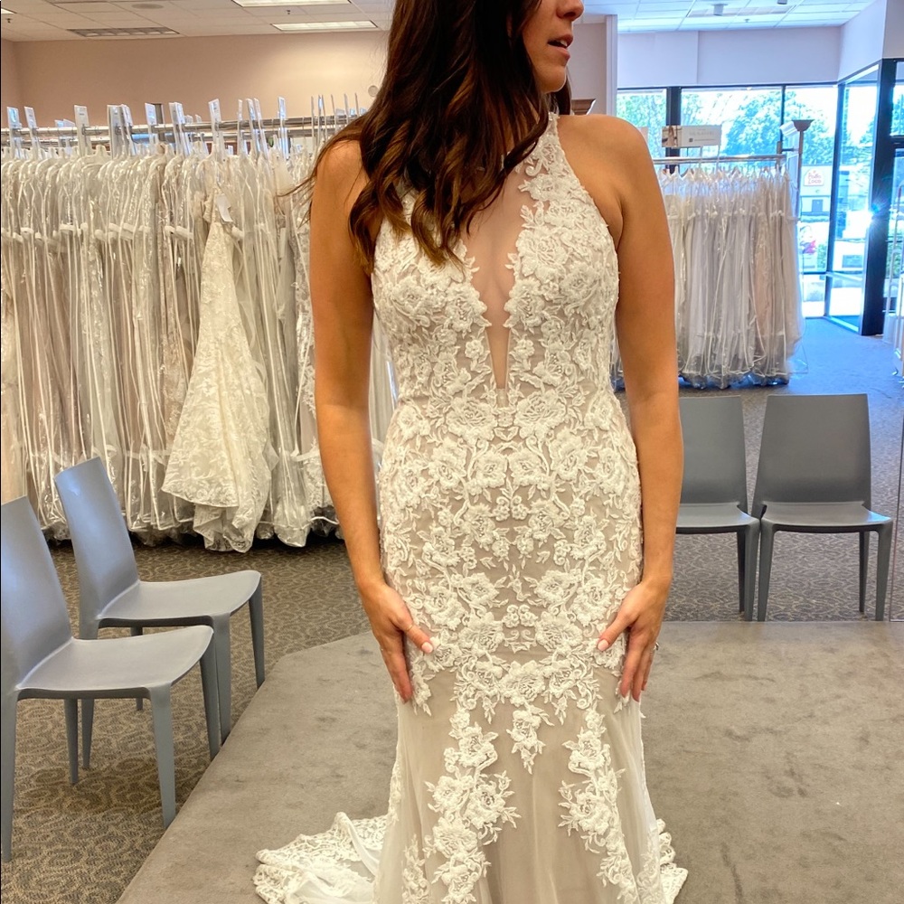 Lace bridal gown.
